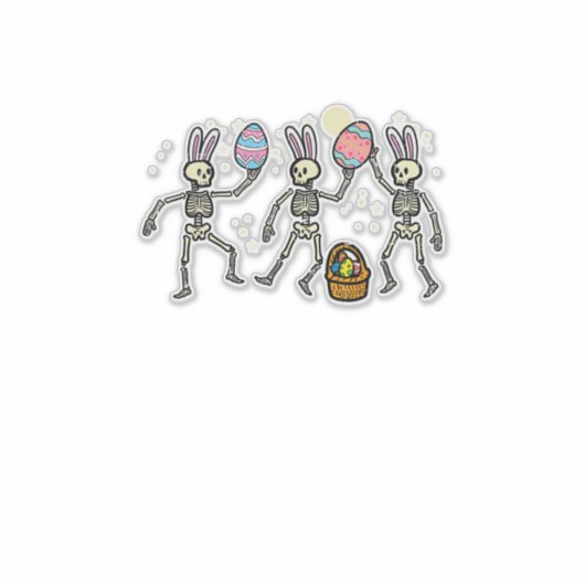 Easter Skeletons Dancing Eggs Funny Bones Men Wome シール (正面)