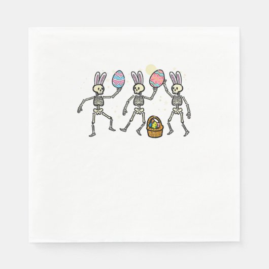 Easter Skeletons Dancing Eggs Funny Bones Men Wome スタンダードランチョンナプキン (正面)
