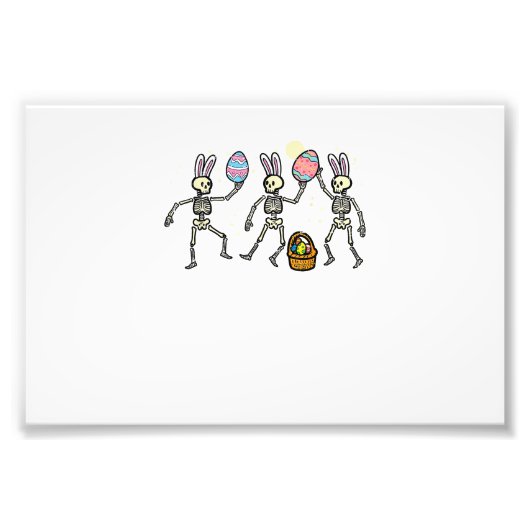 Easter Skeletons Dancing Eggs Funny Bones Men Wome フォトプリント (正面)