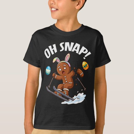 Easter Skiing Gingerbread Man Oh Snap Broken Arm P Tシャツ (正面)