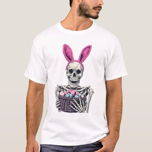 Easter Skull � Funny Bunny Skeleton Tシャツ (正面)