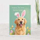 Easter Smiles Cute Dog Wearing Bunny Ears カード (正面)