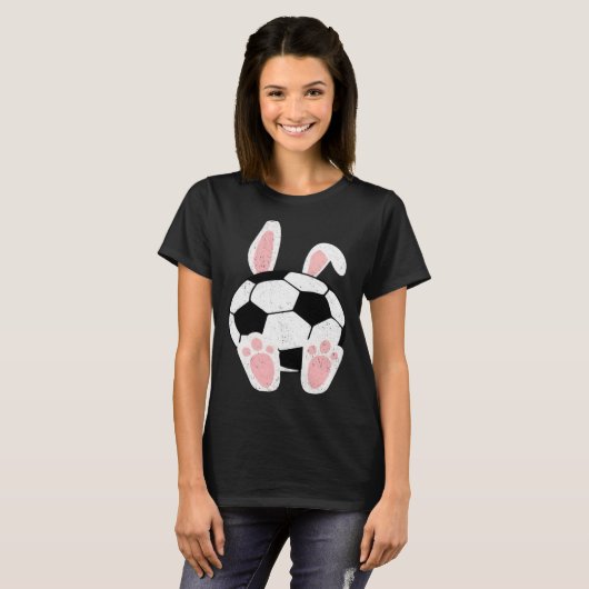 Easter Soccer Bunny Ears Ball Cute Rabbit Sport Tシャツ (正面フル)