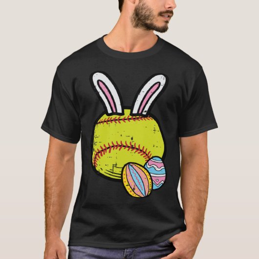 Easter Softball Bunny Sports Player Men Mom Women Tシャツ (正面)