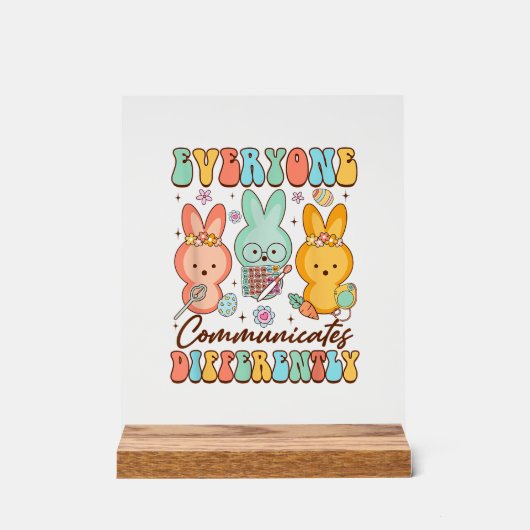 Easter Speech Therapy SLP Everyone Communicates Di アクリルサイン (正面)