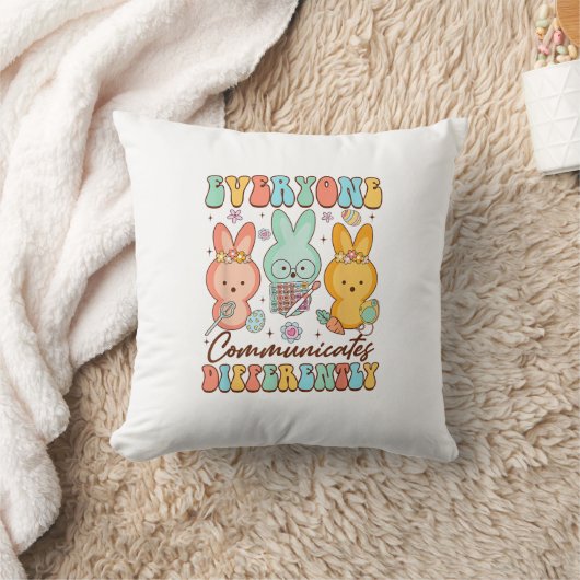 Easter Speech Therapy SLP Everyone Communicates Di クッション (ブランケット)
