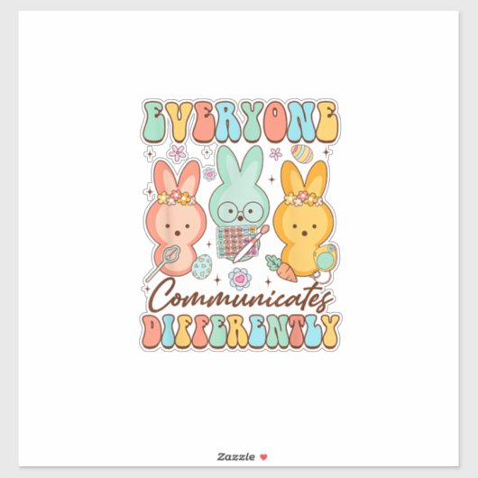Easter Speech Therapy SLP Everyone Communicates Di シール (シート)