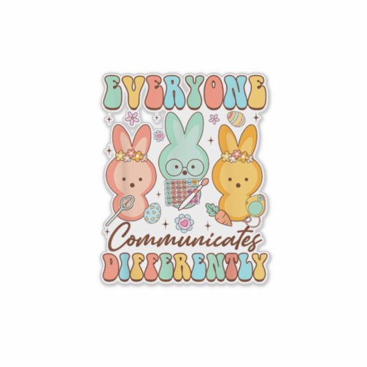 Easter Speech Therapy SLP Everyone Communicates Di シール (正面)