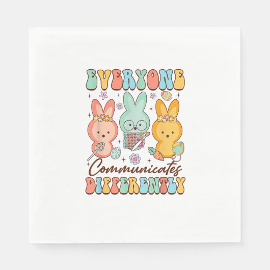 Easter Speech Therapy SLP Everyone Communicates Di スタンダードランチョンナプキン (正面)