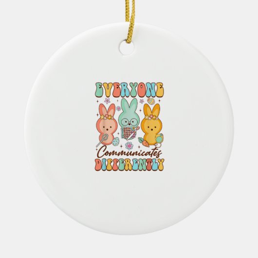 Easter Speech Therapy SLP Everyone Communicates Di セラミックオーナメント (正面)