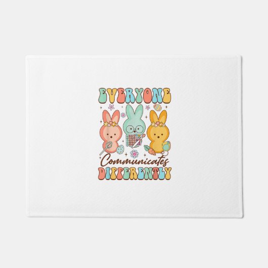 Easter Speech Therapy SLP Everyone Communicates Di ドアマット (正面)