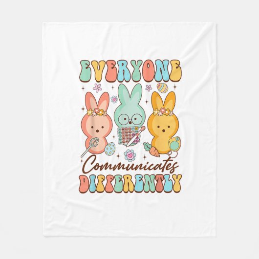 Easter Speech Therapy SLP Everyone Communicates Di フリースブランケット (正面)