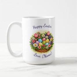Easter Spring Basket with Eggs, Flowers, & Leaves コーヒーマグカップ