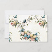 Easter Spring Birds Pastel Eggs Watercolor Floral 出欠カード (裏面)