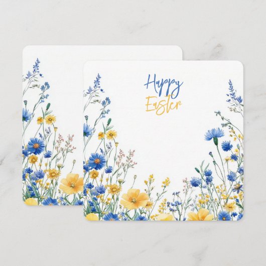 Easter Spring Flowers Invitation 招待状 (正面/裏面)