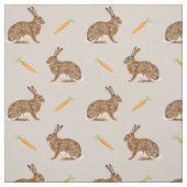 Easter Spring Hare Bunnies And Carrots On Beige ファブリック (見本)