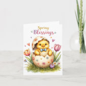 Easter, Spring Hatching Chick Note Card ノートカード (正面)