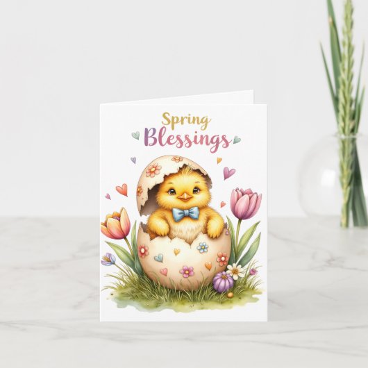 Easter, Spring Hatching Chick Note Card ノートカード (正面)