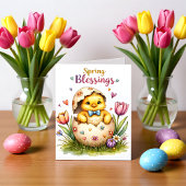 Easter, Spring Hatching Chick Note Card ノートカード