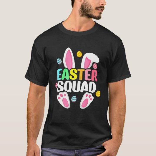 Easter Squad Bunny Ear Eggs Hunting Family Matchin Tシャツ (正面)