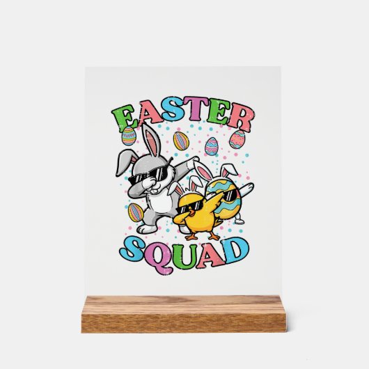 Easter Squad Bunny Egg Chick Dab Crew Matching Men アクリルサイン (正面)