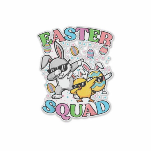 Easter Squad Bunny Egg Chick Dab Crew Matching Men シール (正面)