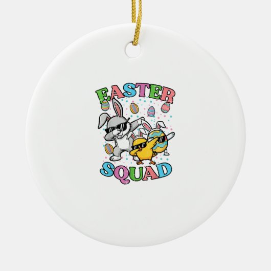 Easter Squad Bunny Egg Chick Dab Crew Matching Men セラミックオーナメント (正面)