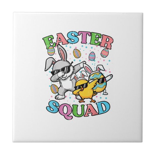 Easter Squad Bunny Egg Chick Dab Crew Matching Men タイル (正面)