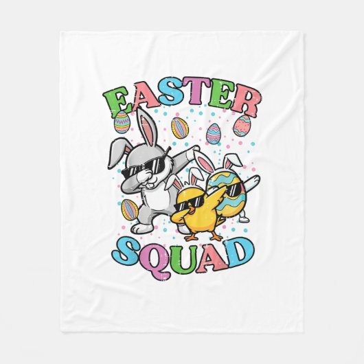 Easter Squad Bunny Egg Chick Dab Crew Matching Men フリースブランケット (正面)