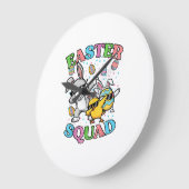 Easter Squad Bunny Egg Chick Dab Crew Matching Men ラージ壁時計 (傾斜)