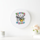 Easter Squad Bunny Egg Chick Dab Crew Matching Men ラージ壁時計 (ホーム)