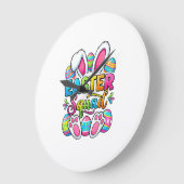 Easter Squad Family Matching Couple Easter Men Wom ラージ壁時計 (傾斜)