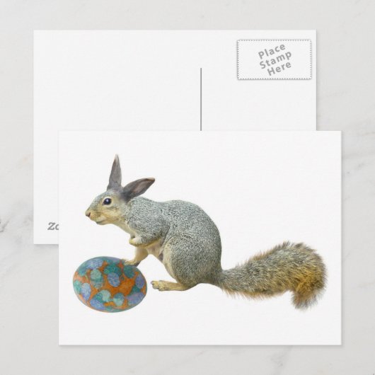 Easter Squirrel with Egg Postcard シーズンポストカード (正面/裏面)