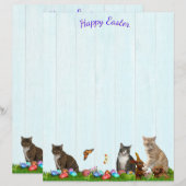 Easter Stationery - With Cats, Bunnies, and Eggs (正面/裏面)