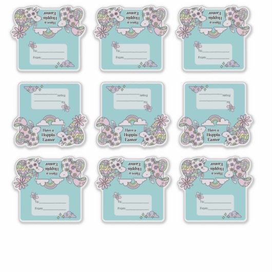 Easter Stickers Fold Over Treat Bags シール (正面)