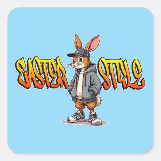 Easter Style – Street Bunny Design - Autocolante スクエアシール (正面)