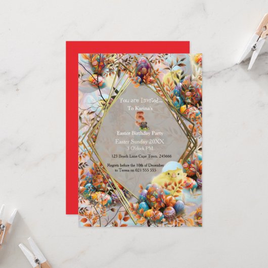 Easter Sunday Birthday Celebrations 招待状 (正面/裏面インサイチュ)