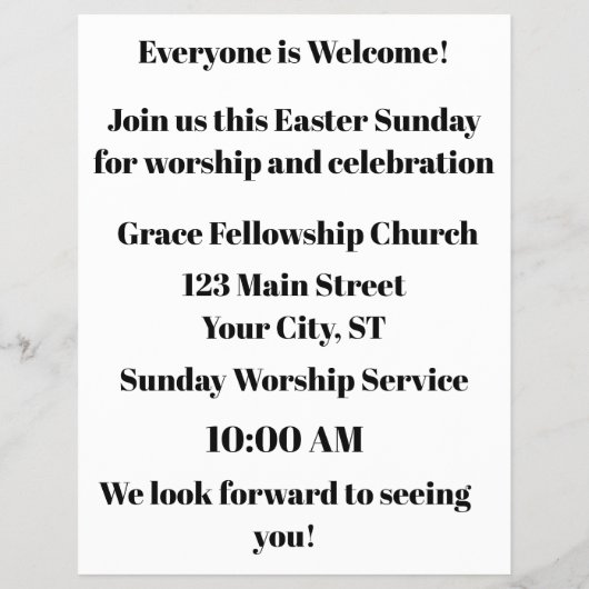 Easter Sunday Church Flyer Invitation チラシ (裏面)