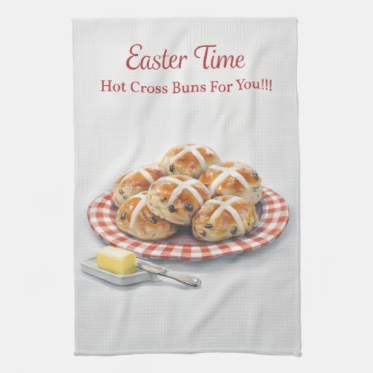 Easter Tea Towel | Hot Cross Buns Kitchen Gift キッチンタオル (縦)