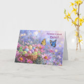 Easter Thinking of You Pretty Flowers Basket Eggs  カード (黄色い花)