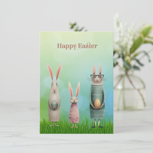 Easter Three Bunnies in Grass Card シーズンカード (スタンド正面)