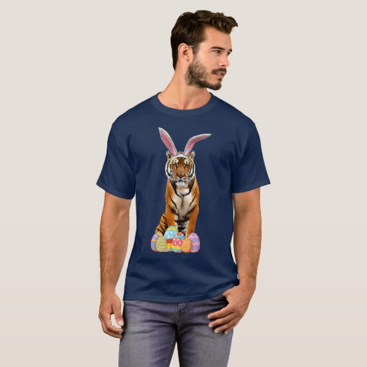 Easter  Tiger Funny Bunny Ears  Eggs Tiger Gift Tシャツ (正面フル)