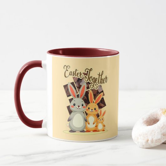 Easter Together – Warm Bunny Family - caneca マグカップ (ドーナツ)
