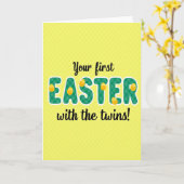 Easter Twins First Celebration Card カード (黄色い花)