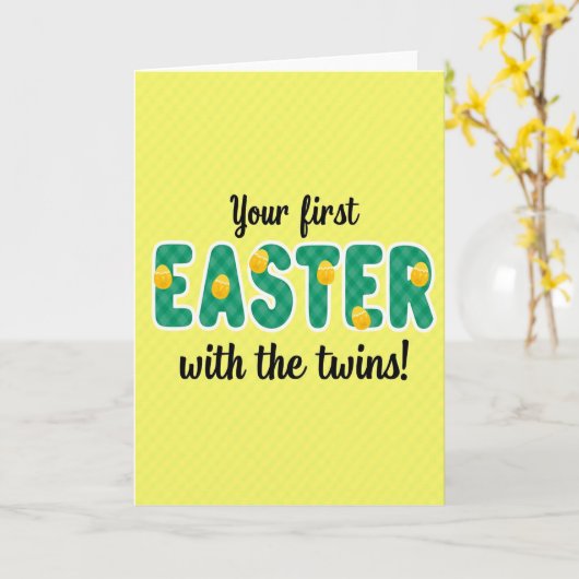 Easter Twins First Celebration Card カード (黄色い花)