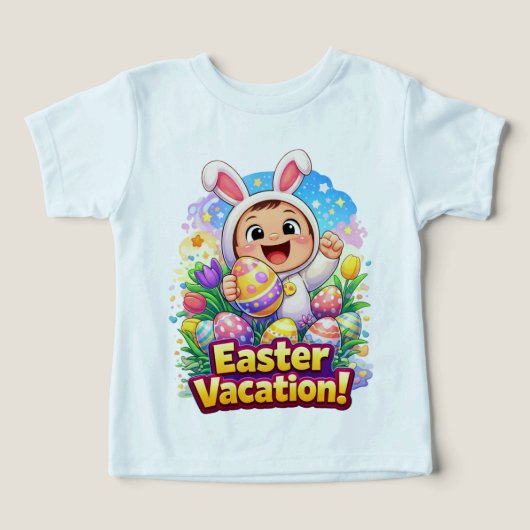 Easter Vacation Cute Baby Bunny Illustration (デザイン正面)