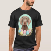 Easter Weimaraner Bunny Eggs Dog on Easter Weimara Tシャツ (正面)