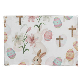 Easter Whimsy – Seamless Bunny & Lily Pattern 枕カバー