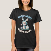 Easter Wishes Bunny Kisses Easter Bunny Pun Tシャツ (正面)