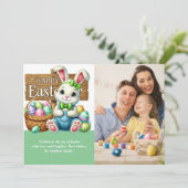 "Easter Wishes! Lovely Bunny with Family Picture" 招待状 (スタンド正面)